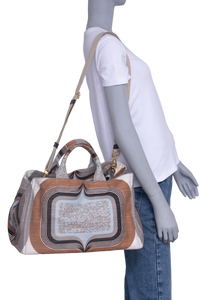 PRADA CANAPA TOTE BAG MULTICOLOR PRINTED TAN