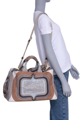 PRADA CANAPA TOTE BAG MULTICOLOR PRINTED TAN