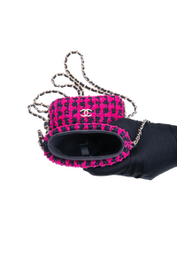 CHANEL PHONE HOLDER TWEED CHAIN AROUND PINK