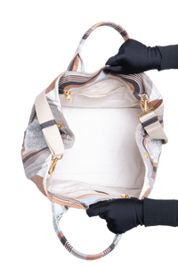 PRADA CANAPA TOTE BAG MULTICOLOR PRINTED TAN