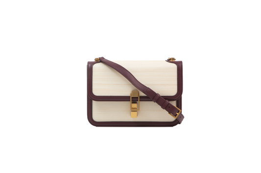 YSL CARRE LEATHER TRIM CANVAS CREAM