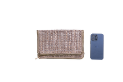 STELLA MCCARTNEY WOVEN BOUCLE FOLD OVER FALABELLA METALLIC