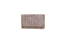 STELLA MCCARTNEY WOVEN BOUCLE FOLD OVER FALABELLA METALLIC