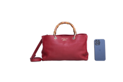 GUCCI TOTE LARGE SHOPPER BAMBOO HANDLE RED