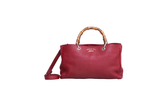GUCCI TOTE LARGE SHOPPER BAMBOO HANDLE RED