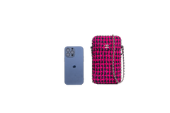 CHANEL PHONE HOLDER TWEED CHAIN AROUND PINK