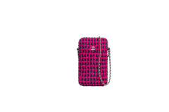 CHANEL PHONE HOLDER TWEED CHAIN AROUND PINK