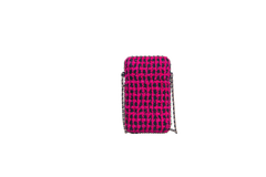 CHANEL PHONE HOLDER TWEED CHAIN AROUND PINK