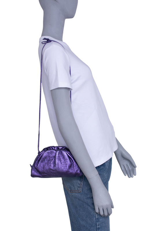BOTTEGA MINI POUCH IN CRUSHED PURPLE METALLIC