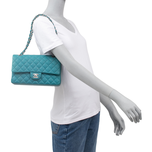 CHANEL DOUBLE FLAP CLASSIC MEDIUM TURQUOISE