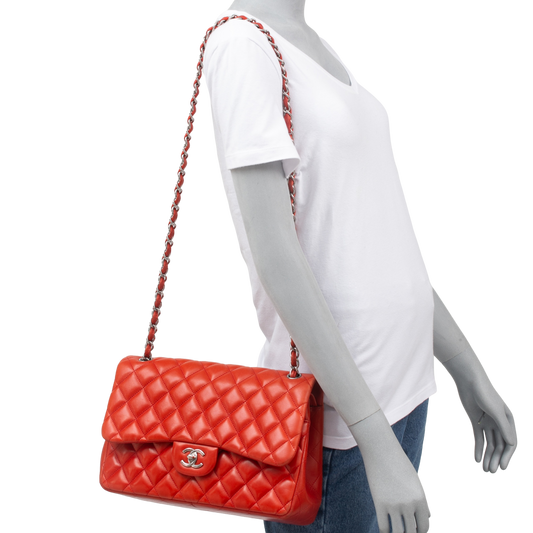 CHANEL JUMBO DOUBLE FLAP CORAL LAMBSKIN