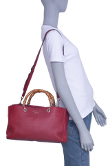 GUCCI TOTE LARGE SHOPPER BAMBOO HANDLE RED