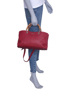 GUCCI TOTE LARGE SHOPPER BAMBOO HANDLE RED