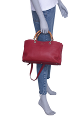 GUCCI TOTE LARGE SHOPPER BAMBOO HANDLE RED