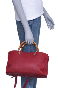 GUCCI TOTE LARGE SHOPPER BAMBOO HANDLE RED