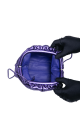 BOTTEGA MINI POUCH IN CRUSHED PURPLE METALLIC