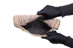 STELLA MCCARTNEY WOVEN BOUCLE FOLD OVER FALABELLA METALLIC