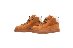 CHLOE SNEAKERS LAUREN SHEARLING HIGH TOP BROWN -  39 BR