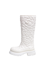 VALENTINO ATELIER ROSE RUBBER TALL RAIN BOOTS IVOIRE - 36 BR
