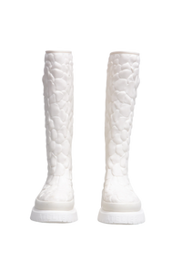VALENTINO ATELIER ROSE RUBBER TALL RAIN BOOTS IVOIRE - 36 BR