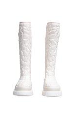 VALENTINO ATELIER ROSE RUBBER TALL RAIN BOOTS IVOIRE - 36 BR