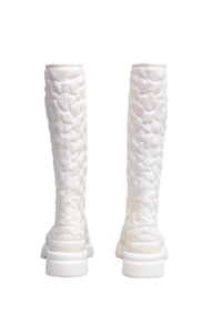 VALENTINO ATELIER ROSE RUBBER TALL RAIN BOOTS IVOIRE - 36 BR