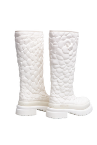 VALENTINO ATELIER ROSE RUBBER TALL RAIN BOOTS IVOIRE - 36 BR