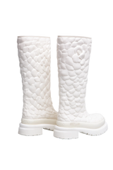 VALENTINO ATELIER ROSE RUBBER TALL RAIN BOOTS IVOIRE - 36 BR