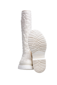 VALENTINO ATELIER ROSE RUBBER TALL RAIN BOOTS IVOIRE - 36 BR