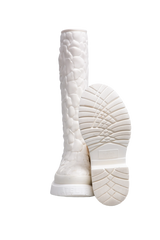 VALENTINO ATELIER ROSE RUBBER TALL RAIN BOOTS IVOIRE - 36 BR