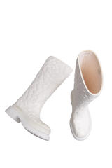 VALENTINO ATELIER ROSE RUBBER TALL RAIN BOOTS IVOIRE - 36 BR