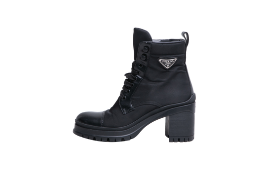 PRADA BOOT RE-NYLON SPAZZOLATO BLACK - 37 1/2 BR