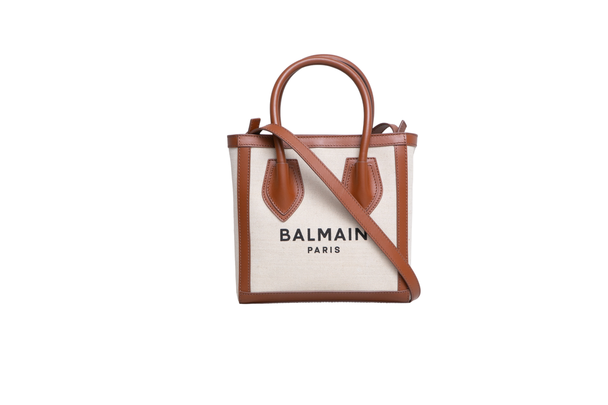 BALMAIN B-ARMY TOTE CANVAS NEUTRAL