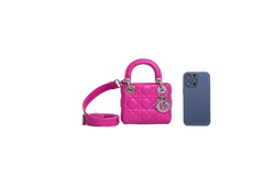 DIOR LADY DIOR MICRO LAMBSKIN CANNAGE PINK