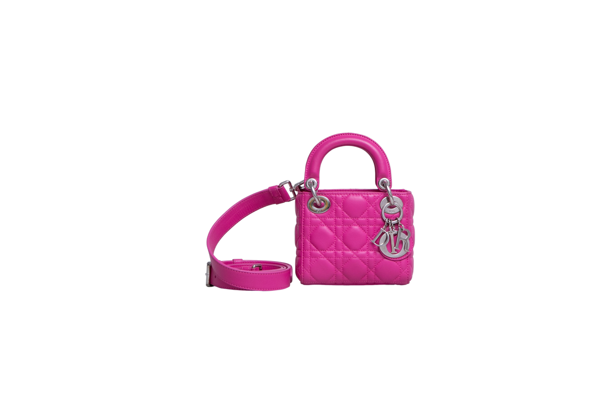DIOR LADY DIOR MICRO LAMBSKIN CANNAGE PINK