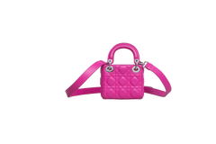 DIOR LADY DIOR MICRO LAMBSKIN CANNAGE PINK