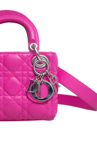 DIOR LADY DIOR MICRO LAMBSKIN CANNAGE PINK