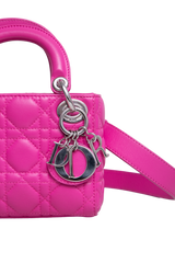 DIOR LADY DIOR MICRO LAMBSKIN CANNAGE PINK