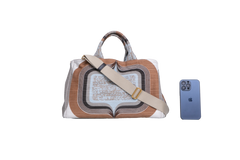 PRADA CANAPA TOTE BAG MULTICOLOR PRINTED TAN