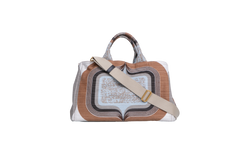 PRADA CANAPA TOTE BAG MULTICOLOR PRINTED TAN