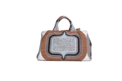 PRADA CANAPA TOTE BAG MULTICOLOR PRINTED TAN