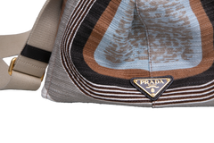 PRADA CANAPA TOTE BAG MULTICOLOR PRINTED TAN