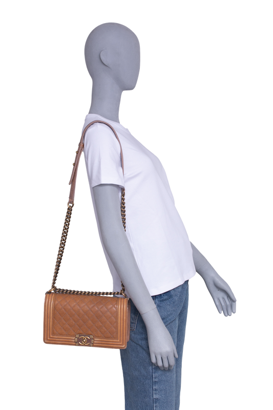 CHANEL SHOULDER BAG BOY MEDIUM 2014 CAMEO