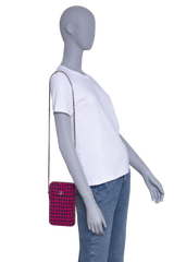 CHANEL PHONE HOLDER TWEED CHAIN AROUND PINK