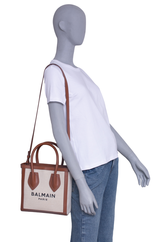 BALMAIN B-ARMY TOTE CANVAS NEUTRAL