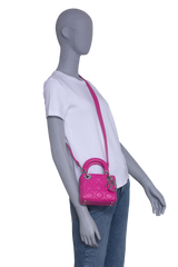 DIOR LADY DIOR MICRO LAMBSKIN CANNAGE PINK
