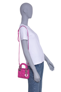 DIOR LADY DIOR MICRO LAMBSKIN CANNAGE PINK