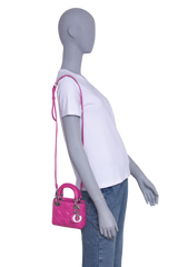 DIOR LADY DIOR MICRO LAMBSKIN CANNAGE PINK