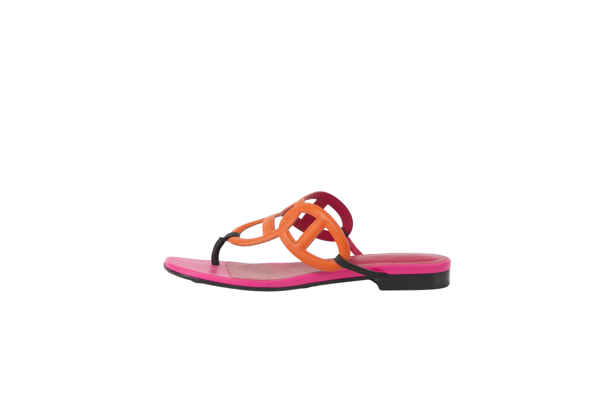 HERMÈS FLIP FLOP BEACH PINK & ORANGE - 38 BR