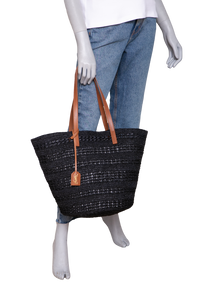 YSL PANIER SHOPPING RAFFIA BLACK